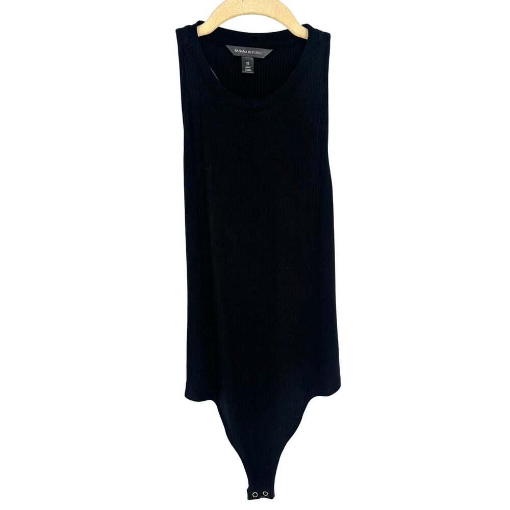 Banana Republic Black Ribbed Bodysuit XS Sleeveless Crew Neck Officecore Tank
